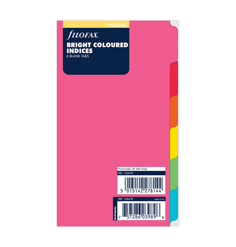 6pc Filofax A4 Blank Index Refill Note/Memo Divider Tab File Organiser