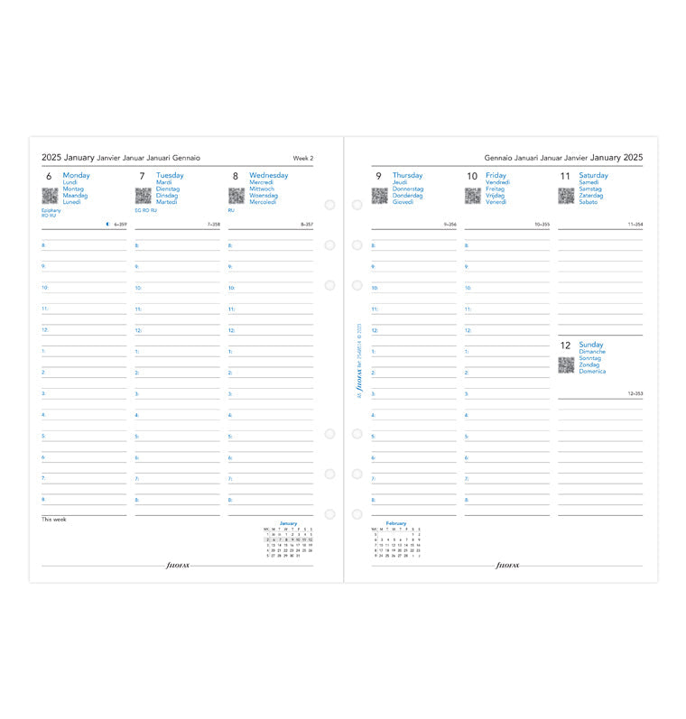 Calend. 1 Settimana su 2 Pagine A5 Multilingua 2025 - 25-68514