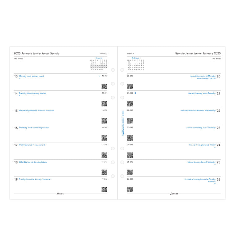 Calend. 1 Settimana per pagina A5 - Multilingua 2025 - 25-68517