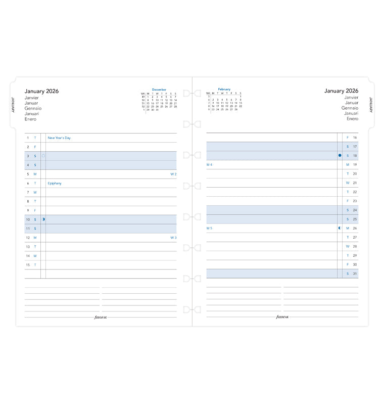 Piano Mensile Filofax Notebook 2026 Multilingua A5 26-15210