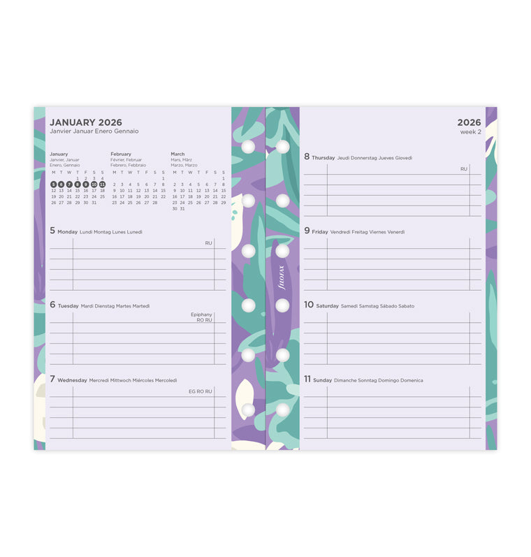 Pacchetto "Illustrated" Floreale Pocket - Multilingua 2026 Filofax 26-6321