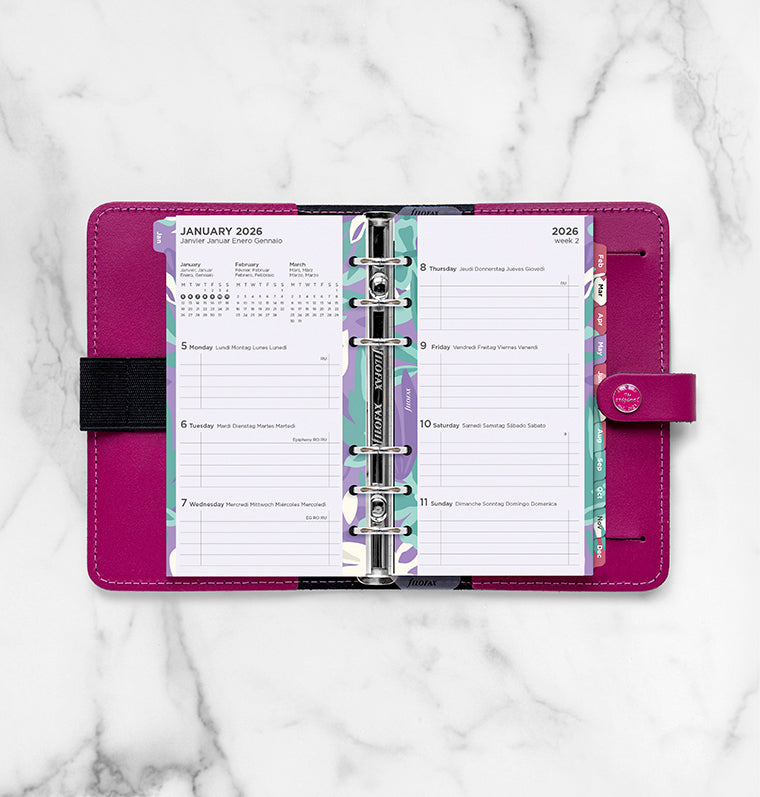 Pacchetto "Illustrated" Floreale Personal - Multilingua 2026 Filofax 26-6341