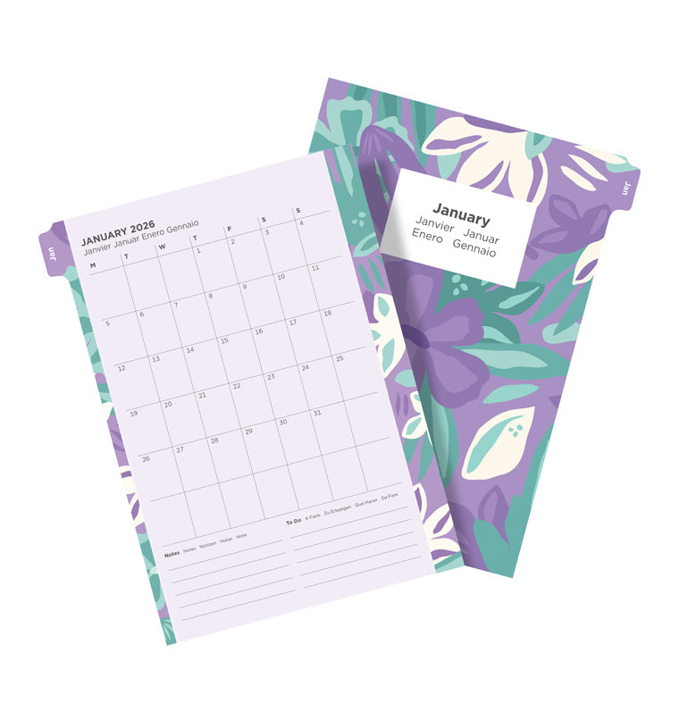 Pacchetto "Illustrated" Floreale A5- Multilingua 2026 Filofax 26-6351