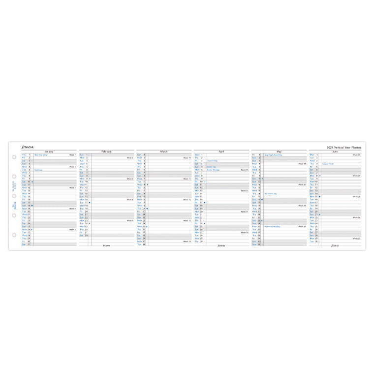 Planner annuale verticale Mini - Inglese 2026 - 26-68102