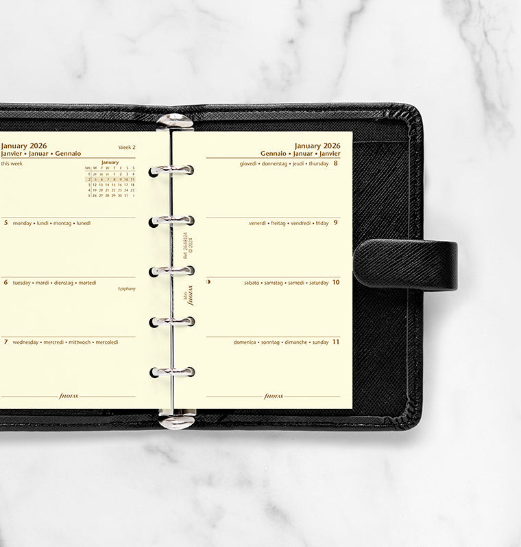 Calend. 1 Settimana su 2 Pagine Mini - Multilingua 2026 Filofax 26-68124