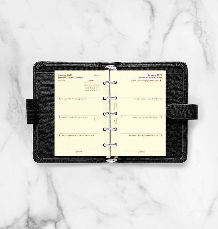 Calend. 1 Settimana su 2 Pagine Mini - Multilingua 2026 Filofax 26-68124