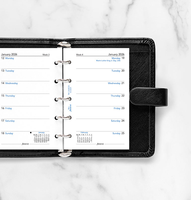 Calend. 1 Settimana per Pagina Mini - Inglese 2026 Filofax 26-68126