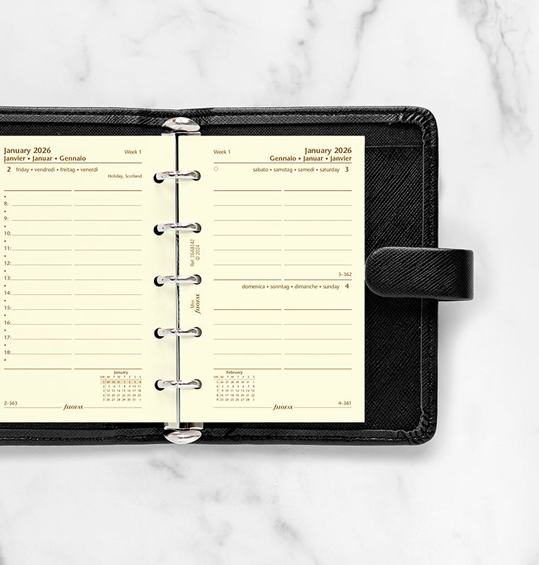 Calend. 1 Giorno per Pagina Mini - Multilingua 2026 Filofax 26-68142
