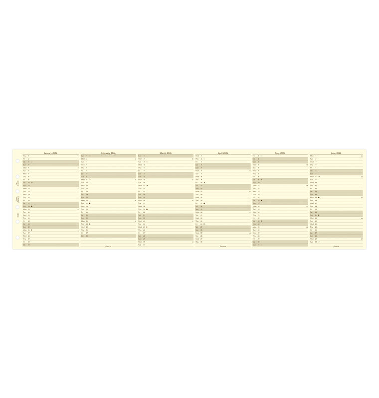 Planner annuale verticale Crema Pocket - Inglese 2026 - 26-68208