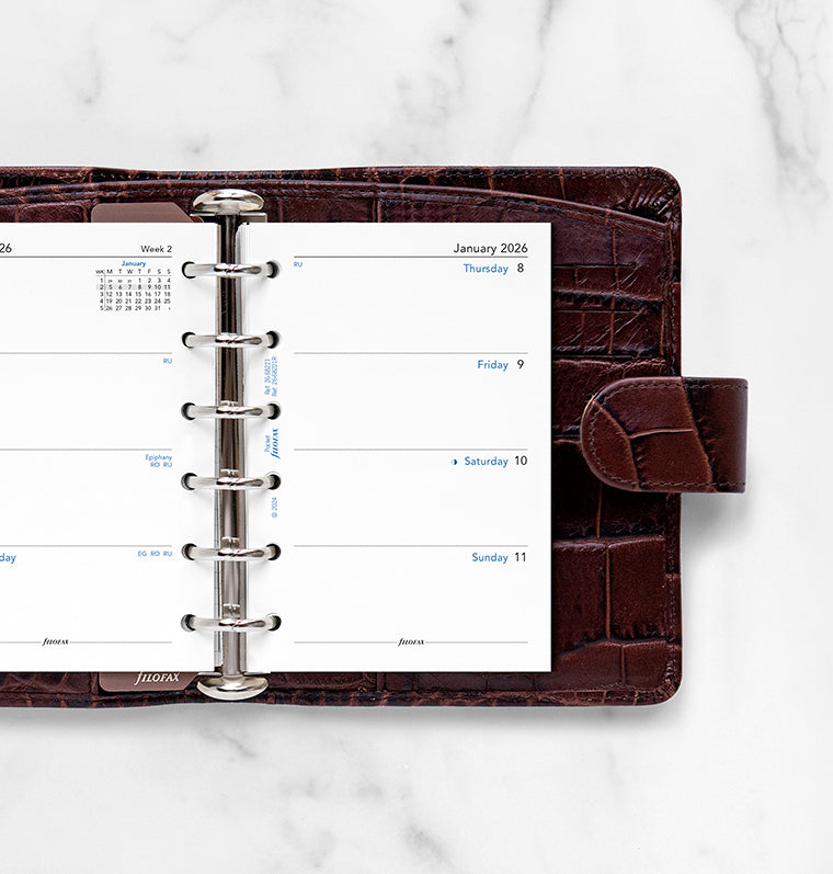 Diario settimanale su due pagine - Pocket 2026 Inglese - Carta riciclata Filofax 26-68221R