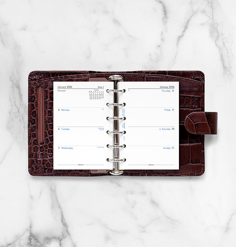 Diario settimanale su due pagine - Pocket 2026 Inglese - Carta riciclata Filofax 26-68221R