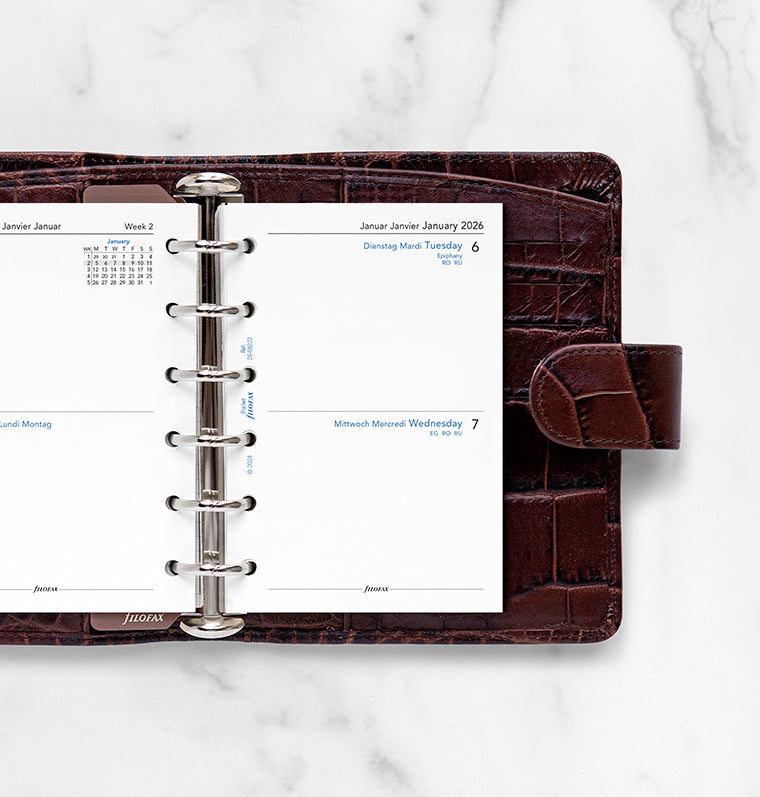 Calend. 2 Giorni per Pagina Pocket - Multilingua 2026 Filofax 26-68223