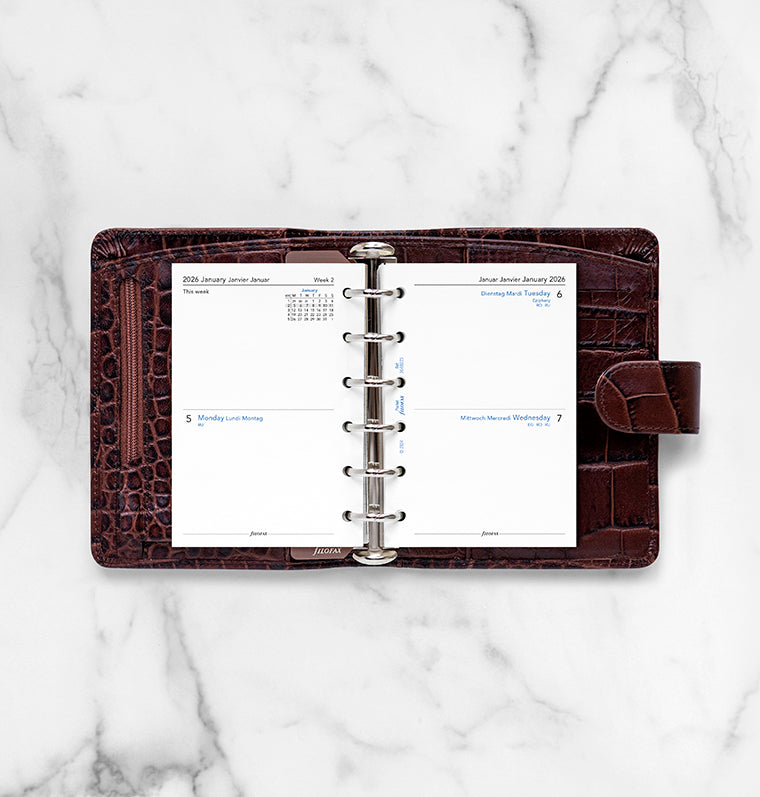 Calend. 2 Giorni per Pagina Pocket - Multilingua 2026 Filofax 26-68223