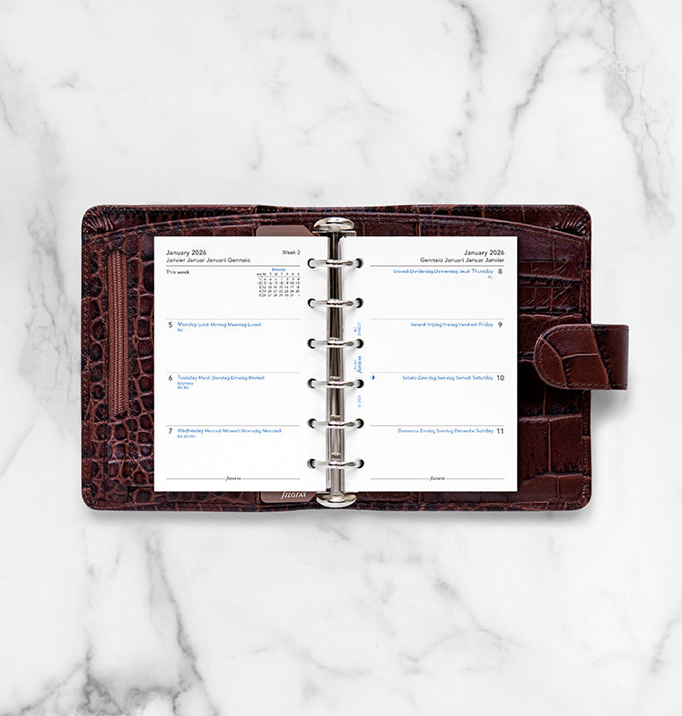 Calend. 1 Settimana su 2 Pagine Pocket - Multilingua 2026 Filofax 26-68227