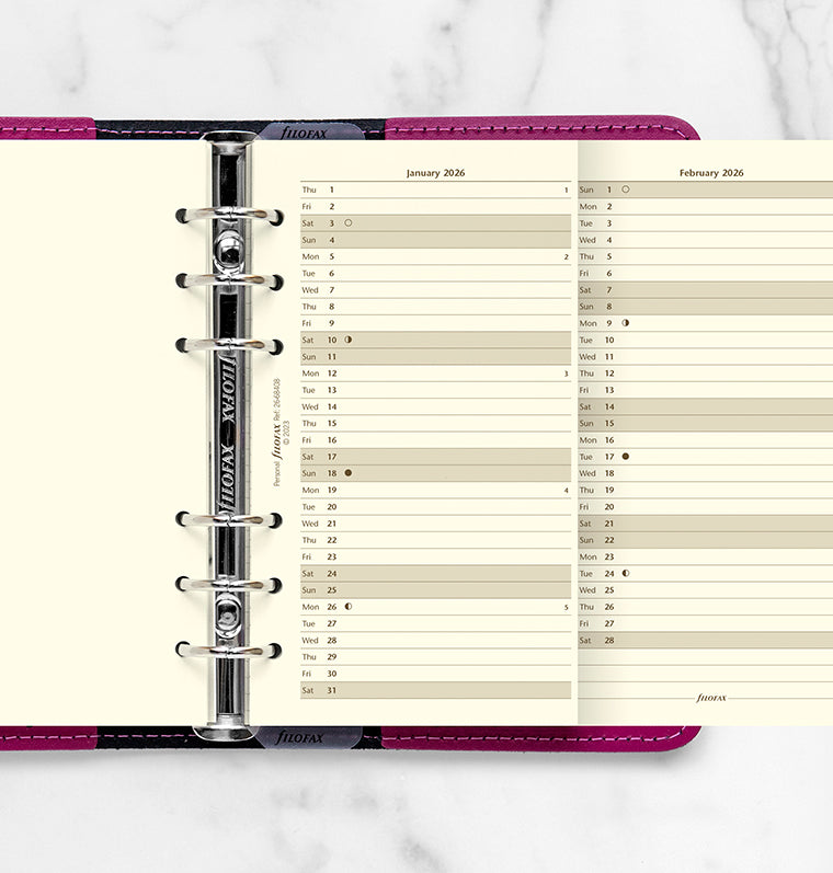 Planner annuale verticale Crema Personal - Inglese 2026 - 26-68408