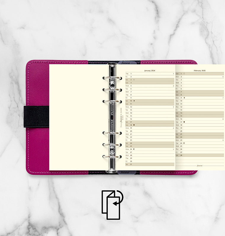 Planner annuale verticale Crema Personal - Inglese 2026 - 26-68408