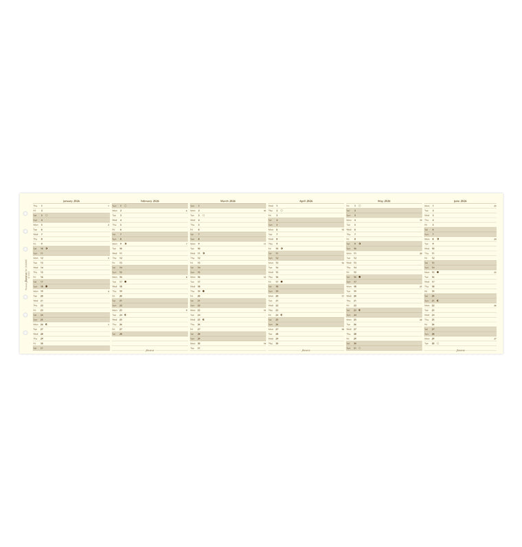 Planner annuale verticale Crema Personal - Inglese 2026 - 26-68408