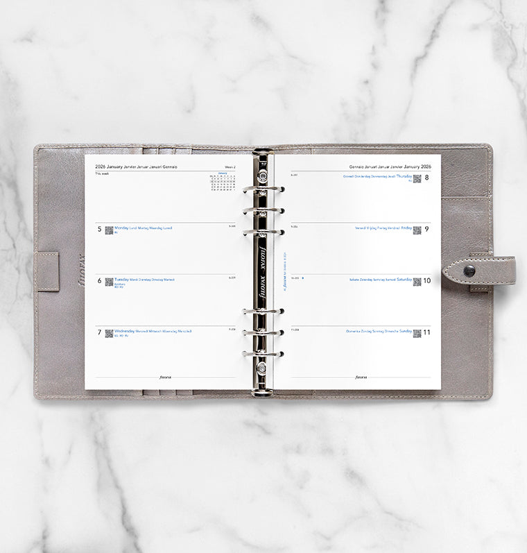 Calend. 1 Settimana su 2 Pagine A5 Multilingua 2026 Filofax 26-68516