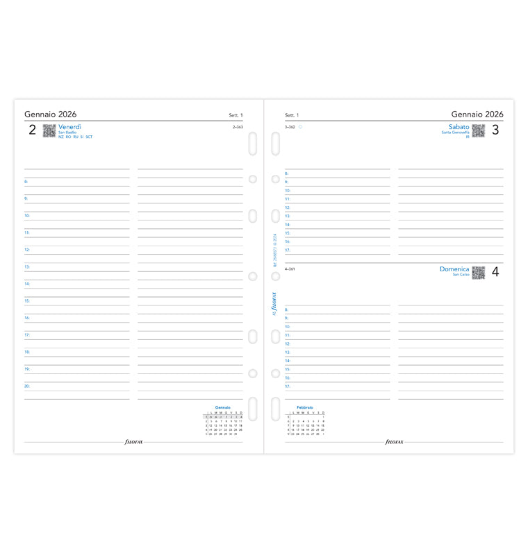 Calend. 1 Giorno per Pagina con Appuntamenti A5 - Italiano 2026 Filofax 26-68573