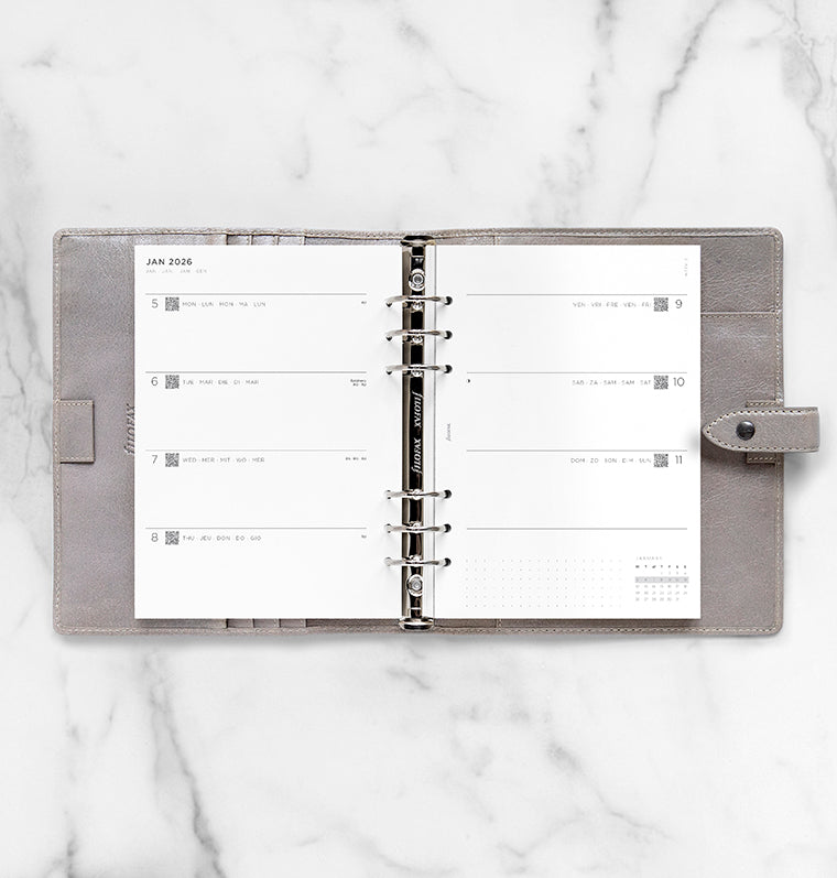 Diario Settimanale Minimal A5 - Multilingua 2026 Filofax 26-68590