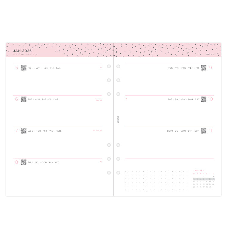 Diario Settimanale Confetti A5 - Multilingua 2026 Filofax 26-68591