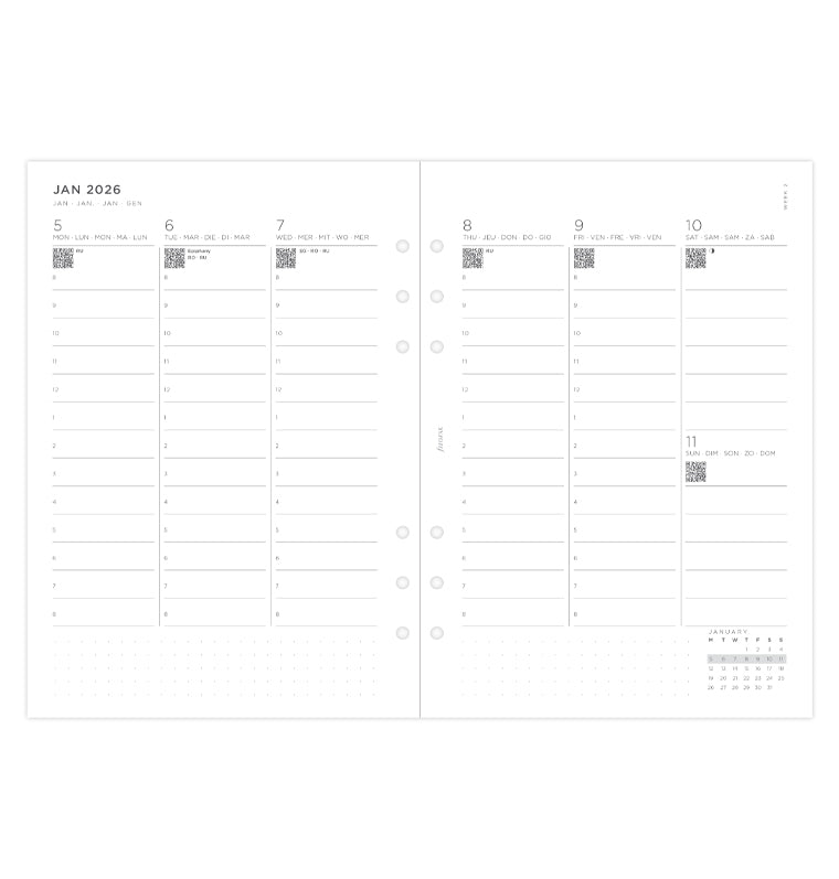 Diario Minimal settimanale verticale A5 2026 Filofax 26-68593