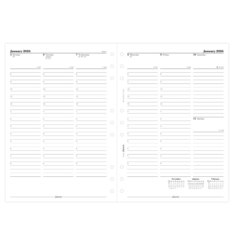 Calend. 1 Settimana su 2 pagine con appunti Deskfax - Inglese 2026 Filofax 26-68612