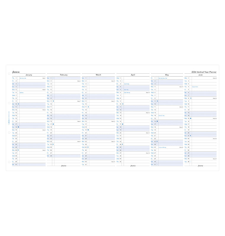 Planner annuale verticale A4 - Inglese 2026 - 26-68702