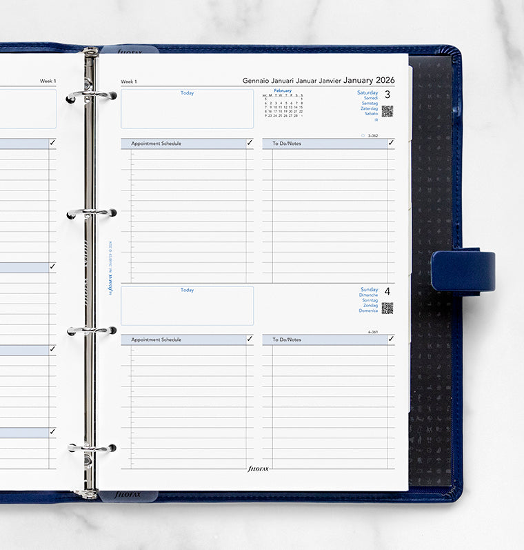Calend. 1 Giorno per Pagina A4 - Multilingua 2026 Filofax 26-68719