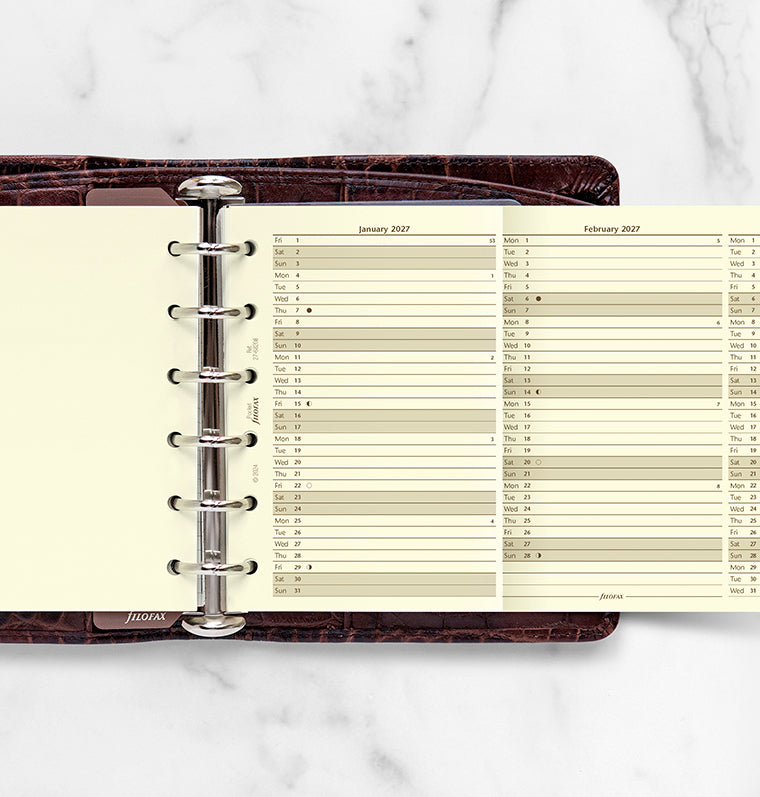 Planner annuale verticale Crema Pocket - Inglese 2027 Filofax 27-68208