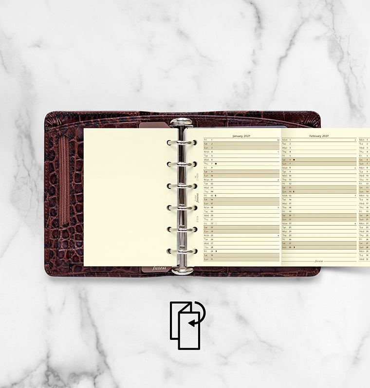 Planner annuale verticale Crema Pocket - Inglese 2027 Filofax 27-68208