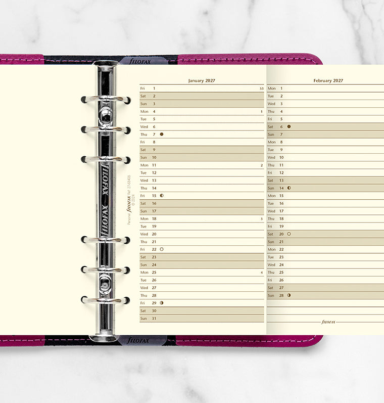 Planner annuale verticale Crema Personal - Inglese 2027 Filofax 27-68408