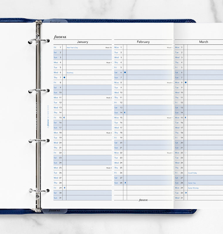 Planner annuale verticale A4 - Inglese 2027 Filofax 27-68702