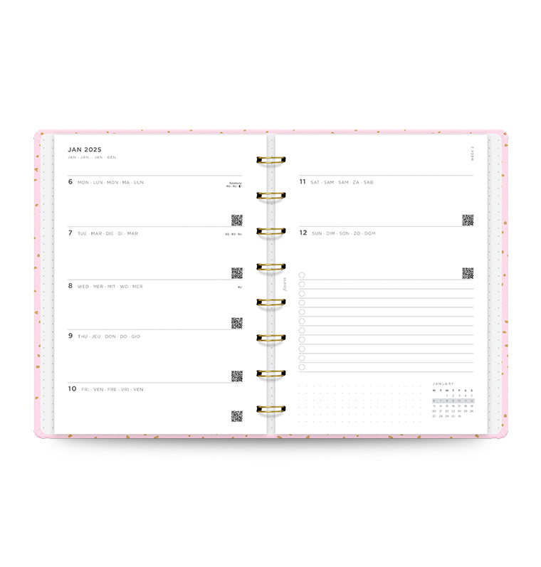 Planner A5 Confetti Rosa 2025