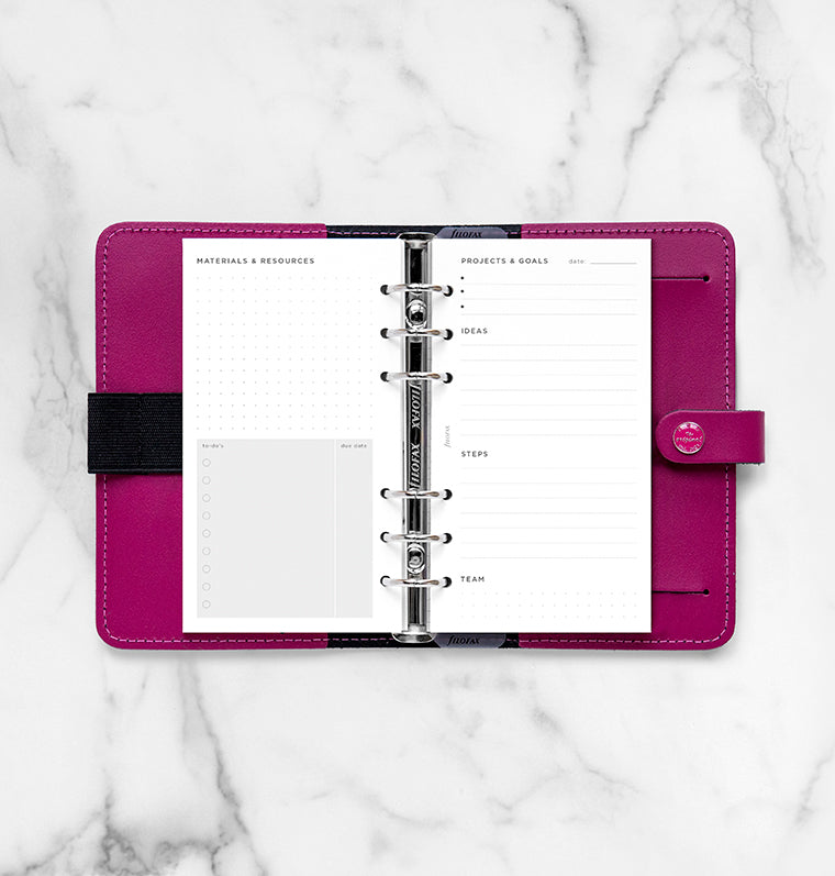 Filofax Projects & Goals Tracker Refill in Personal size - Planning Pages