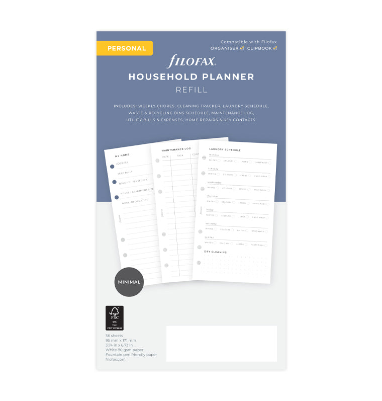 Filofax Household Planner Refill for Personal Organisers and Clipbook - Packaging
