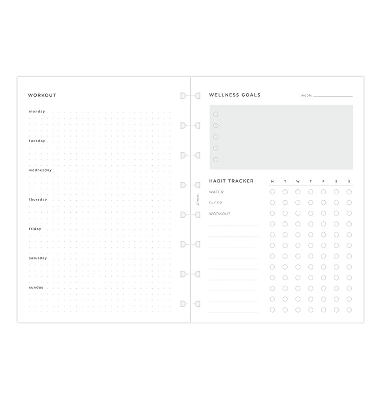 Wellness Tracker Notebook Refill Layout - fits Filofax Refillable Notebooks