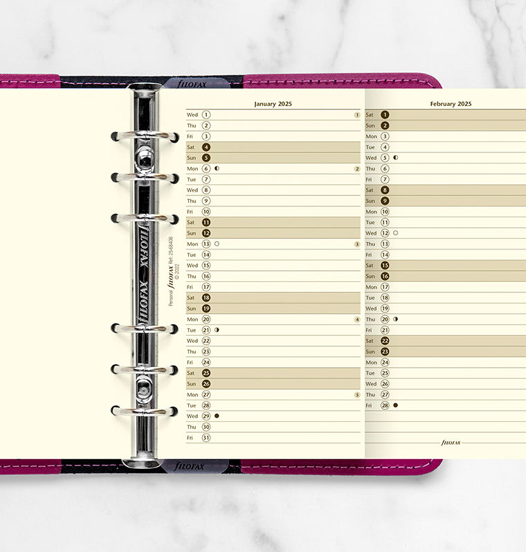 Planner annuale verticale Crema Personal - Inglese 2025