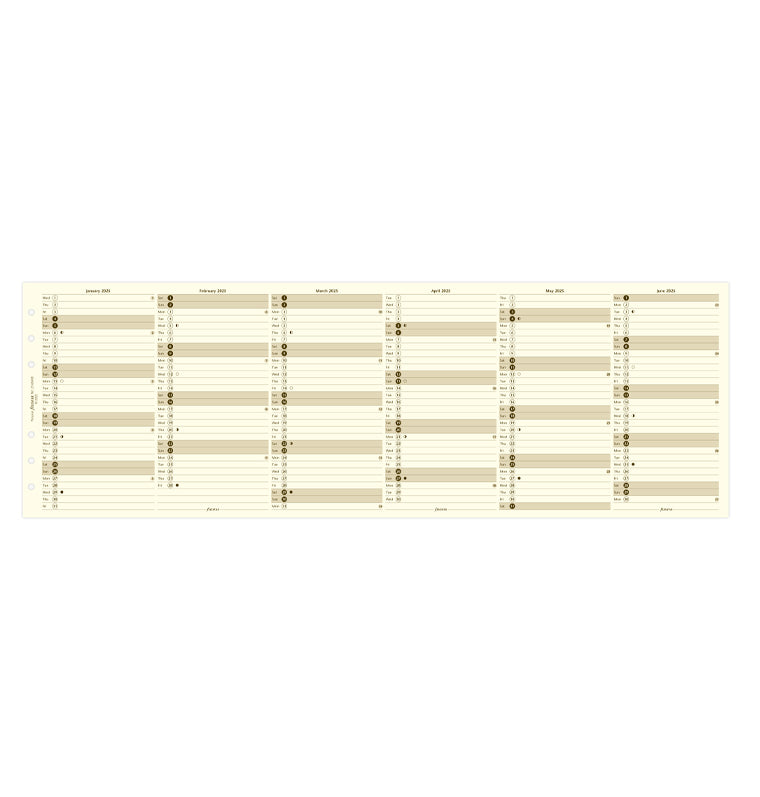 Planner annuale verticale Crema Personal - Inglese 2025