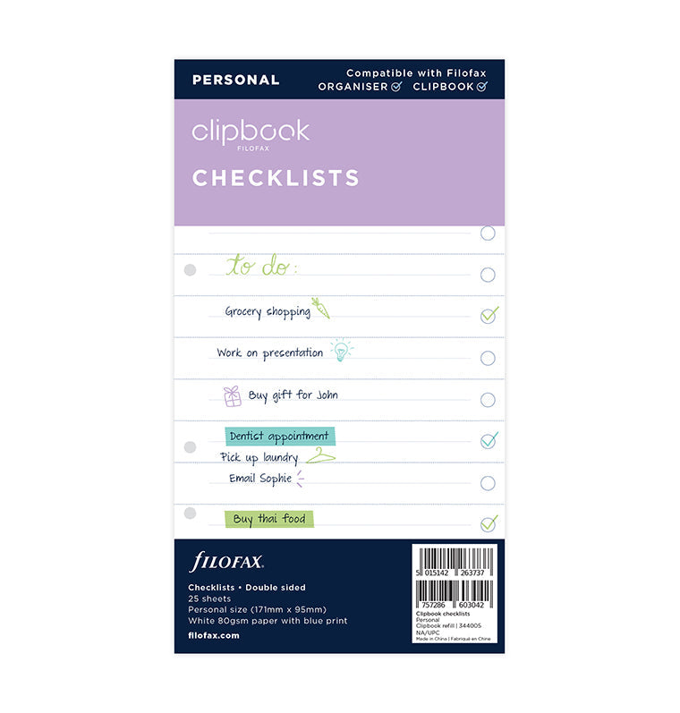Clipbook Personal Checklists Refill